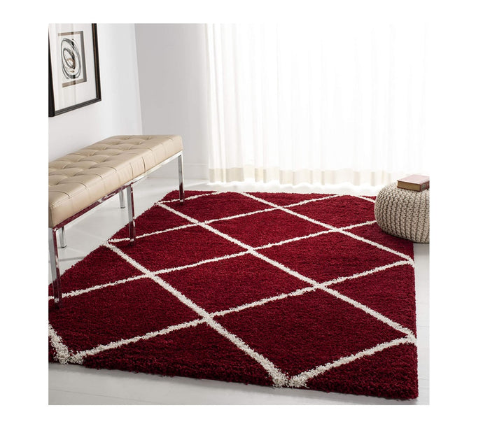 Shag Rug Modern Contemporary Red Bedroom Living Room Carpet Area Floor Mat 5x8