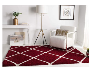 Shag Rug Modern Contemporary Red Bedroom Living Room Carpet Area Floor Mat 5x8