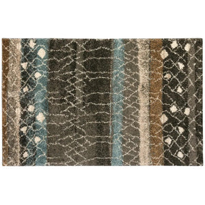 Shag Rug Modern Geometric Area Throw Carpet Living Room Bedroom Brown Grey Blue 5x8