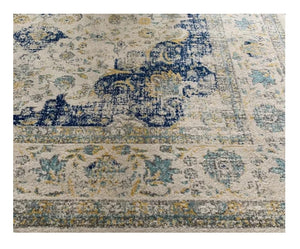 Square Rug 5’ Medallion Area Throw Carpet Living Room Bedroom Foyer Grey Gray Blue Mat