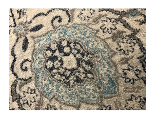 Square Rug Floral Contemporary Area Throw Carpet Bedroom Dining Grey Blue Mat 5'