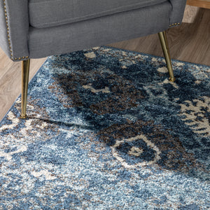 Modern Rug Contemporary Accent Area Carpet Blue Beige 3x5 5x7 8x10 - Forever Collection