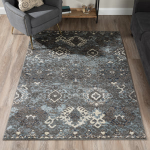 Modern Rug Contemporary Accent Area Carpet Gray Grey Blue 3x5 5x7 8x10 - Forever Collection