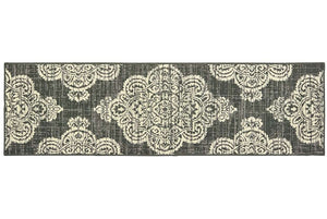 Indoor Outdoor Rug Gray Grey Contemporary Medallion Area Carpet Naples Collection