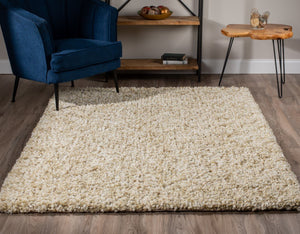 Shag Rug Beige Soft Contemporary Living Room Bedroom Area Carpet Size - 5x8